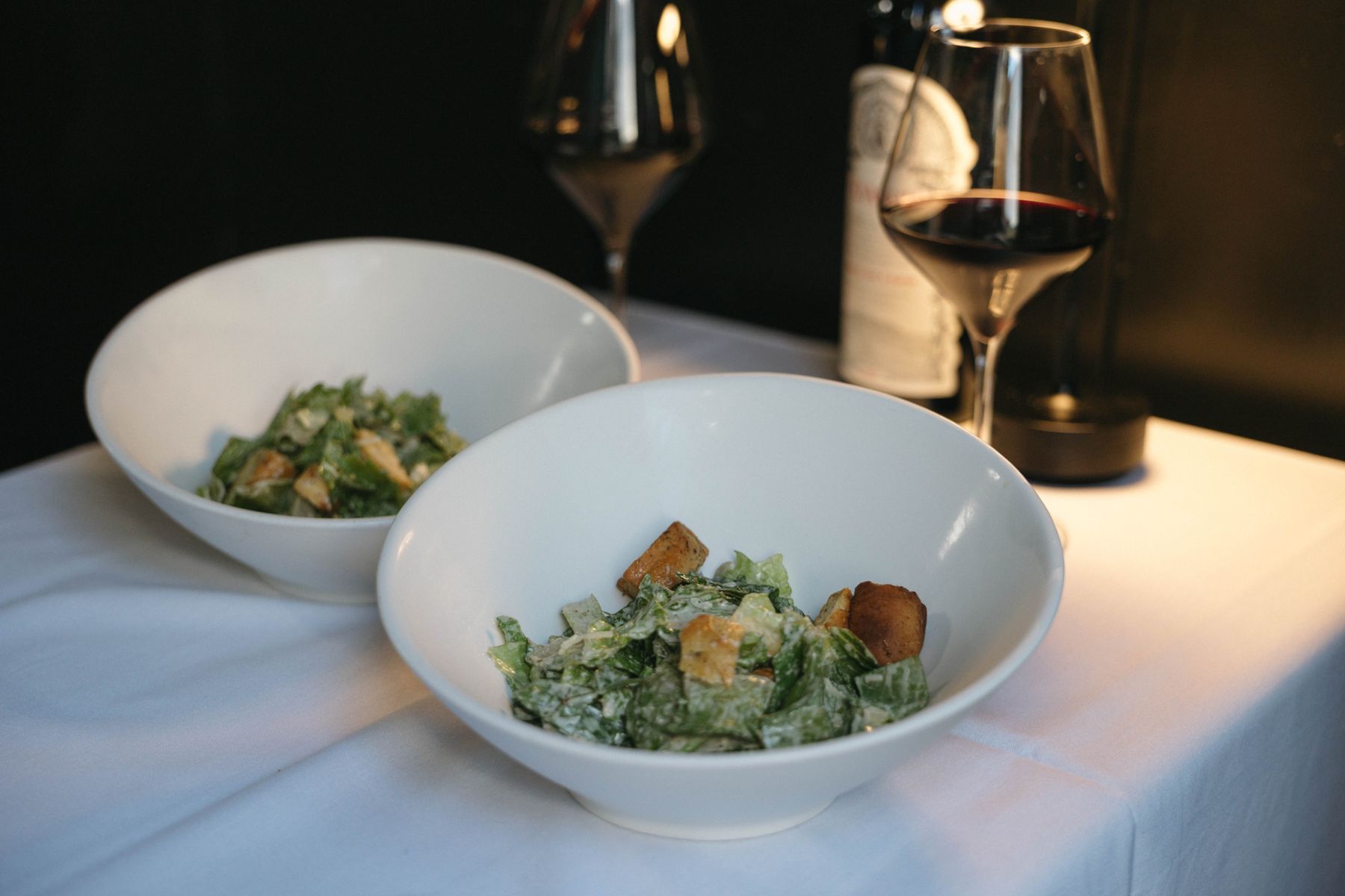 Chophouse salads served with wine